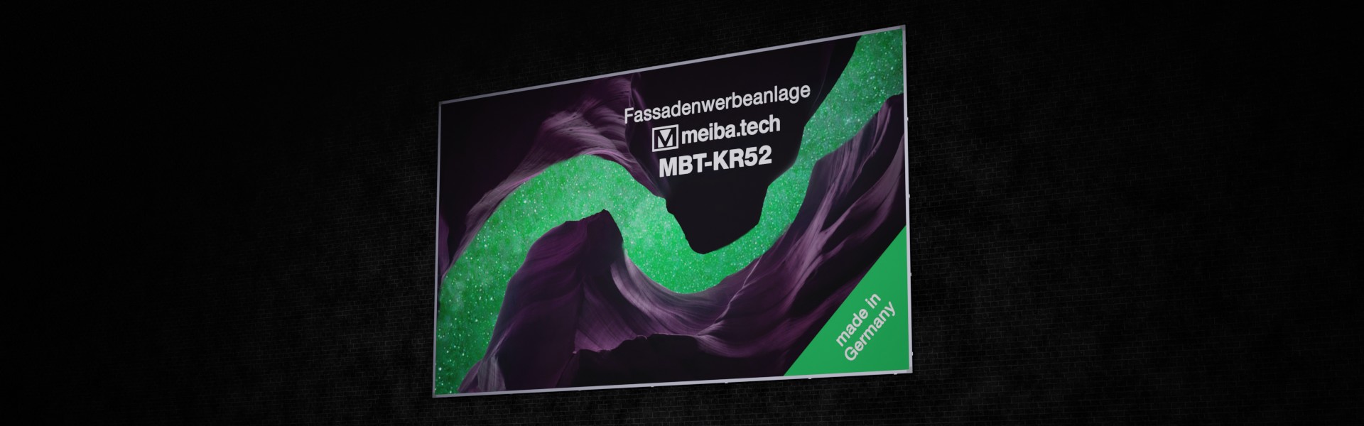 Werbeanlage MBT-KR52 für langfristige Bannerwerbung an Fassaden, seitliche Ansicht