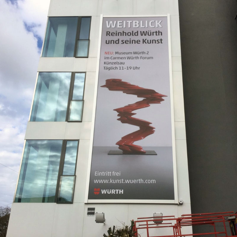 Advertising system for banner wall mounting on facades MBT-WL129, example 3